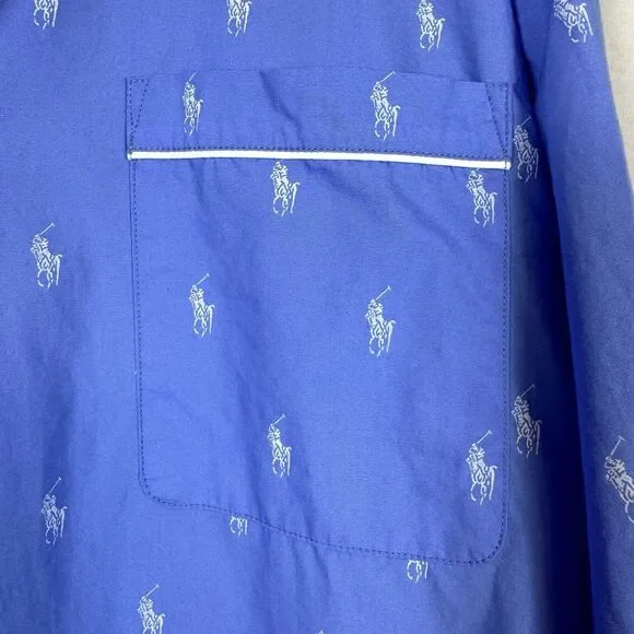 Polo Ralph Lauren Blue Pajama Top Men’s 1XT Big & Tall Pony Logo - Picture 7 of 13